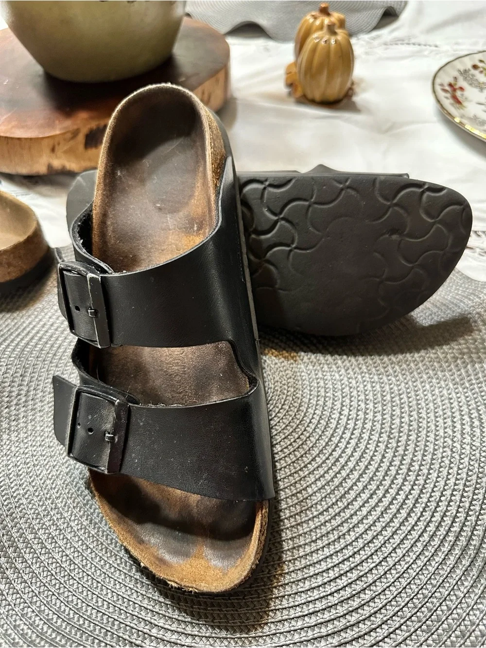 Birkenstock Black Double-Strap Adjustable Slide Sandals